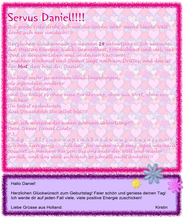 Herzlichen Glückwunsch Daniel  
